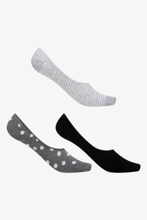 3 Pack Foot Liner Black Spot Multi