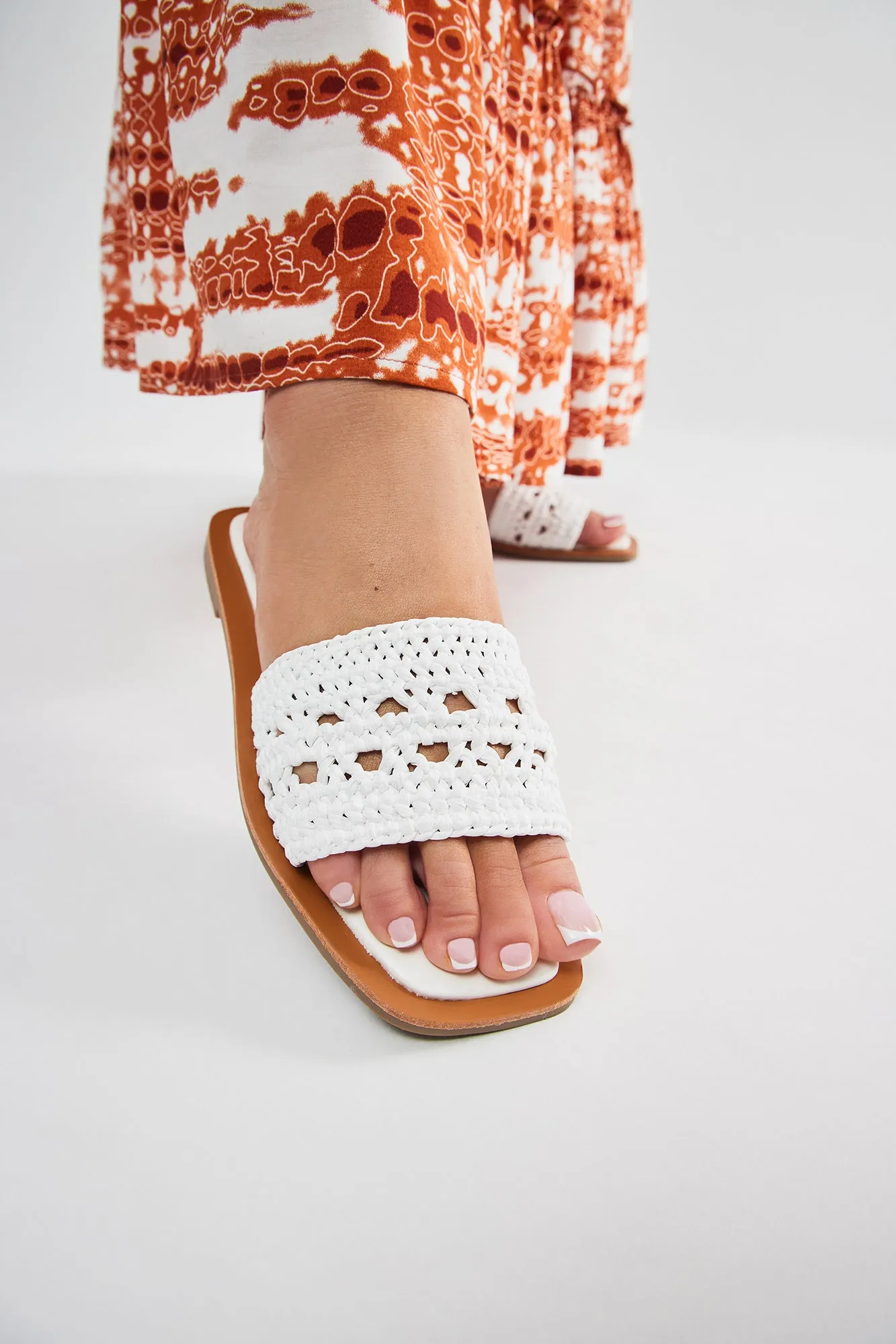 As Easy As That Flat Sandals - White