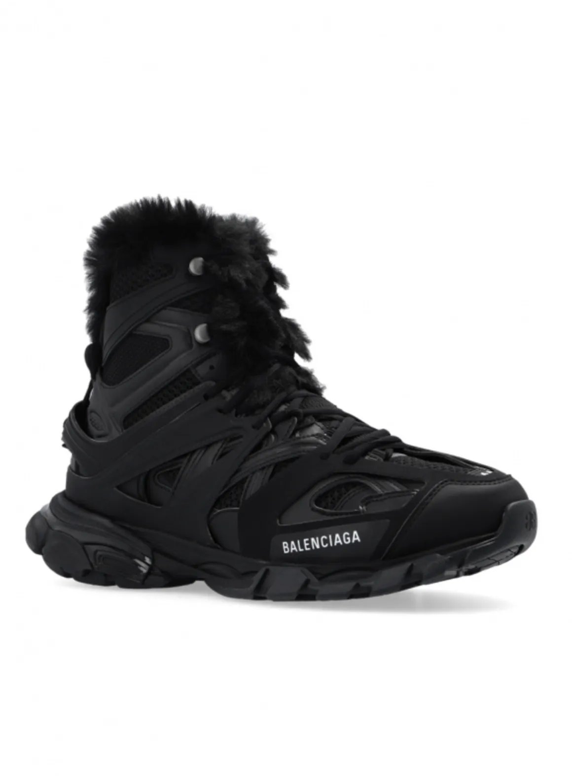 Balenciaga Track Hike Faux Fur-Lined Sneakers 'Black'