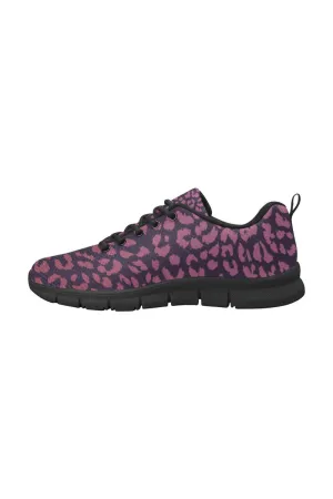 Berry Leopard Print Men's Breathable Running Shoes