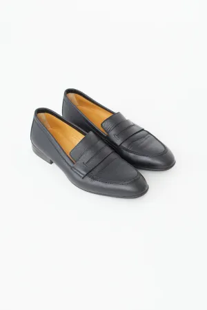 Black Leather H Penny Loafer