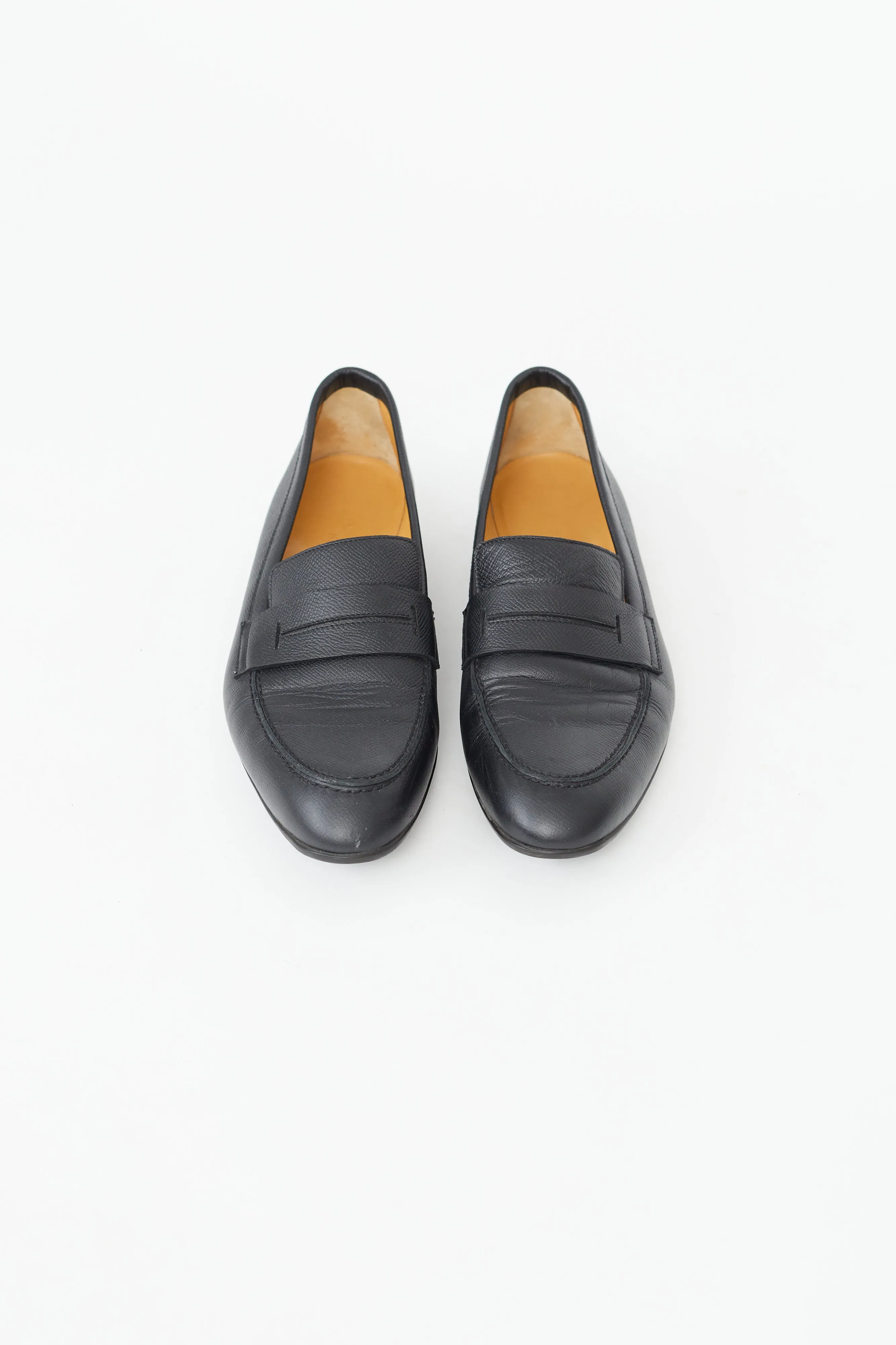 Black Leather H Penny Loafer