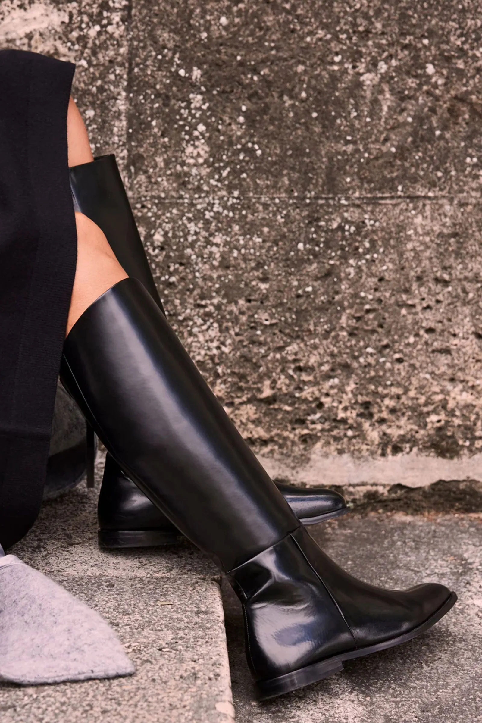 Black Leather Riding Boots