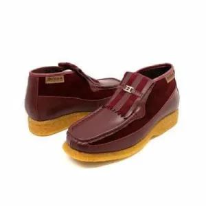 British Walkers Apollo Men's Burgundy Leather and Suede Crepe Sole Slip On Boots