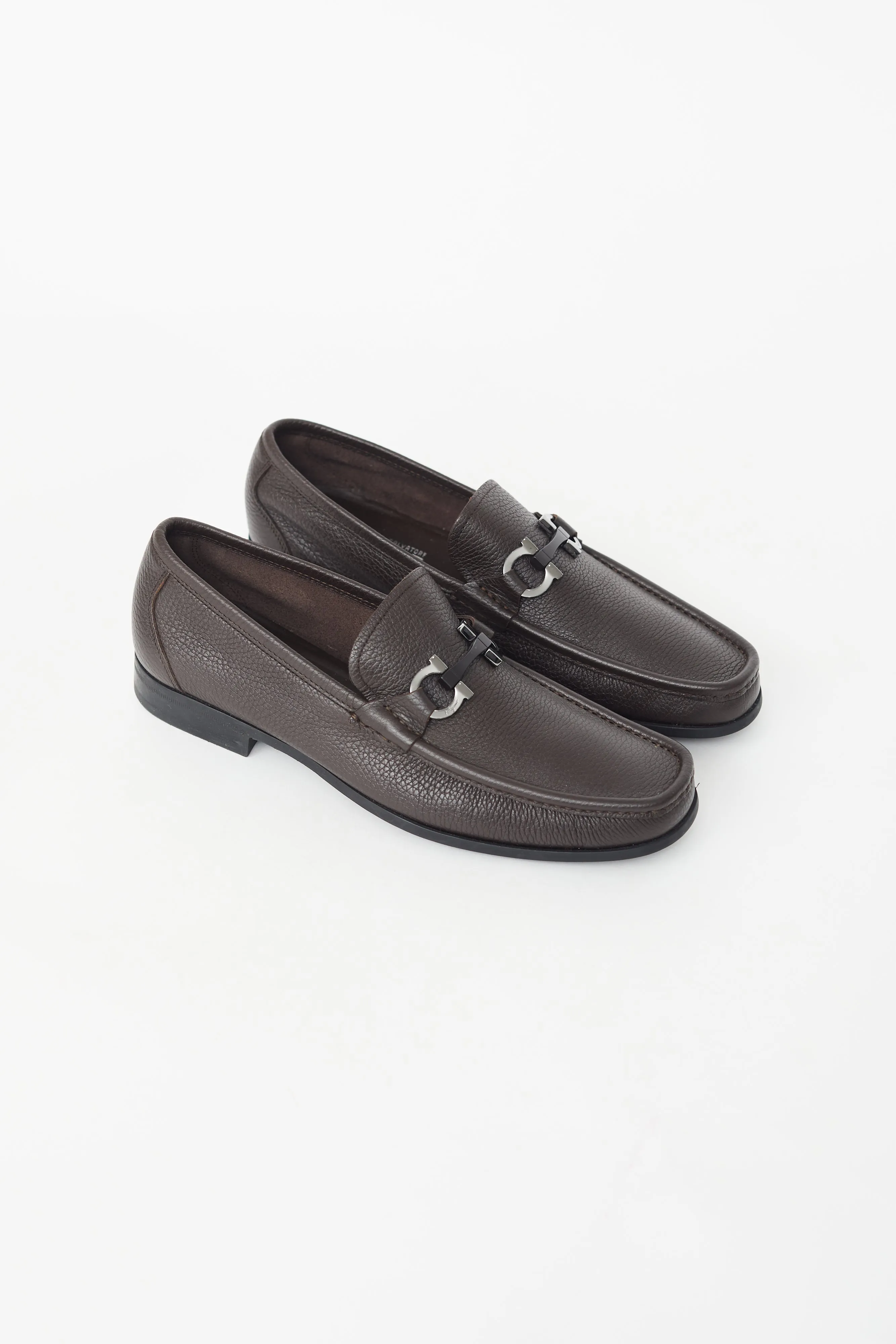 Brown Leather Gancini Loafer