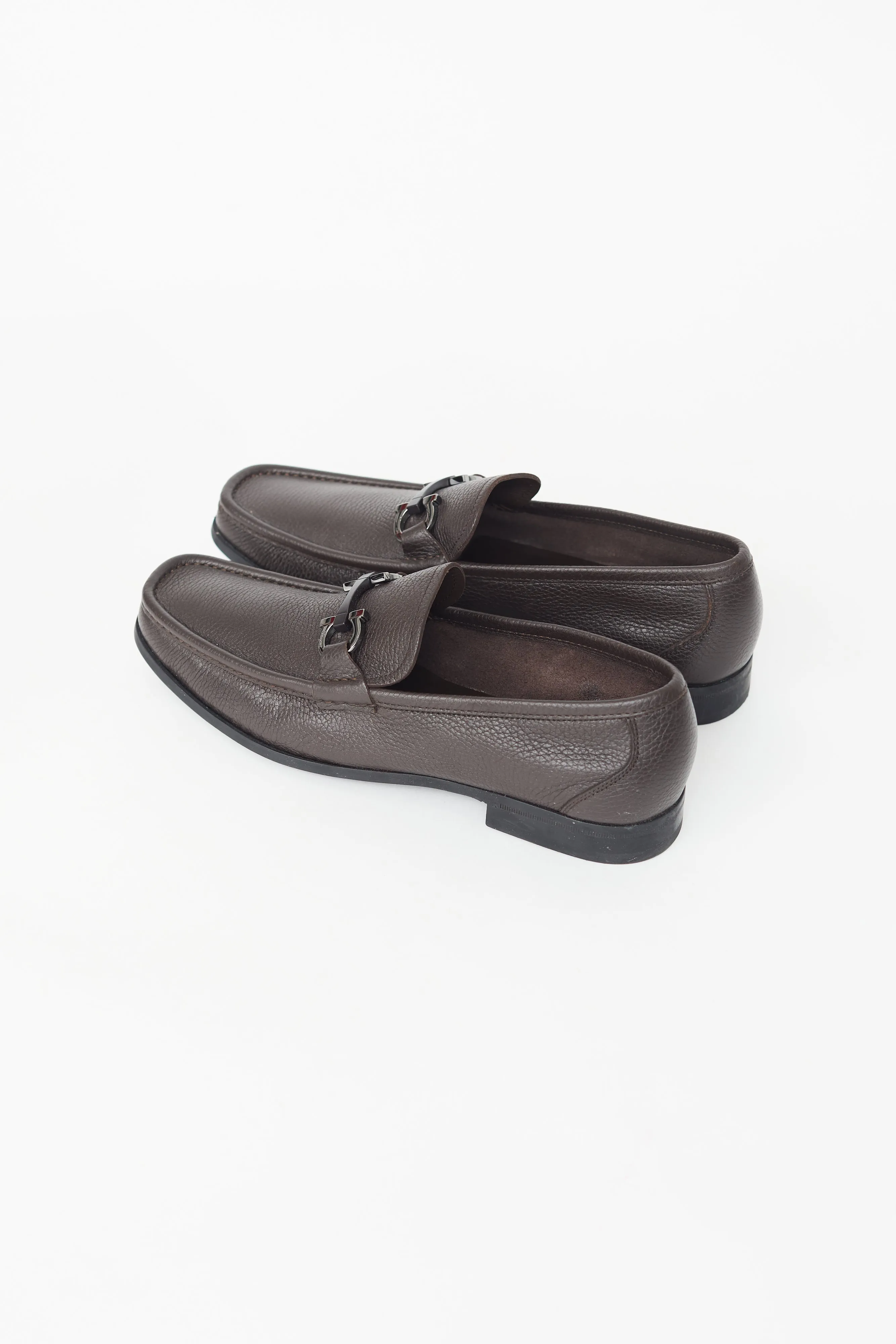 Brown Leather Gancini Loafer