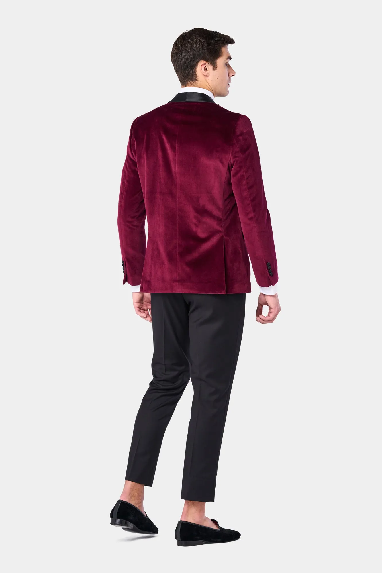 Burgundy Velvet Shawl Lapel Tuxedo