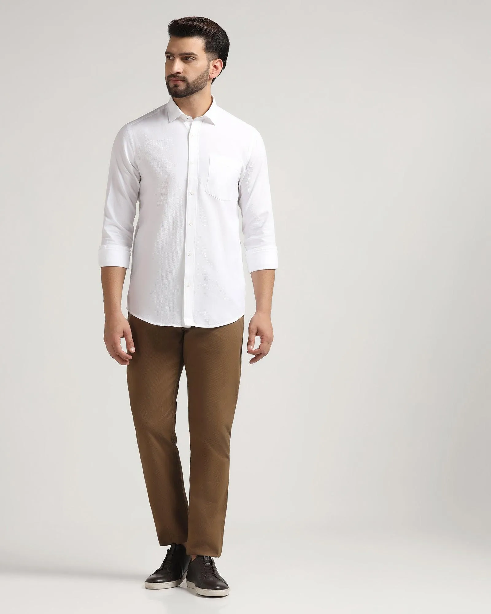 Casual White Solid Shirt - Jolt