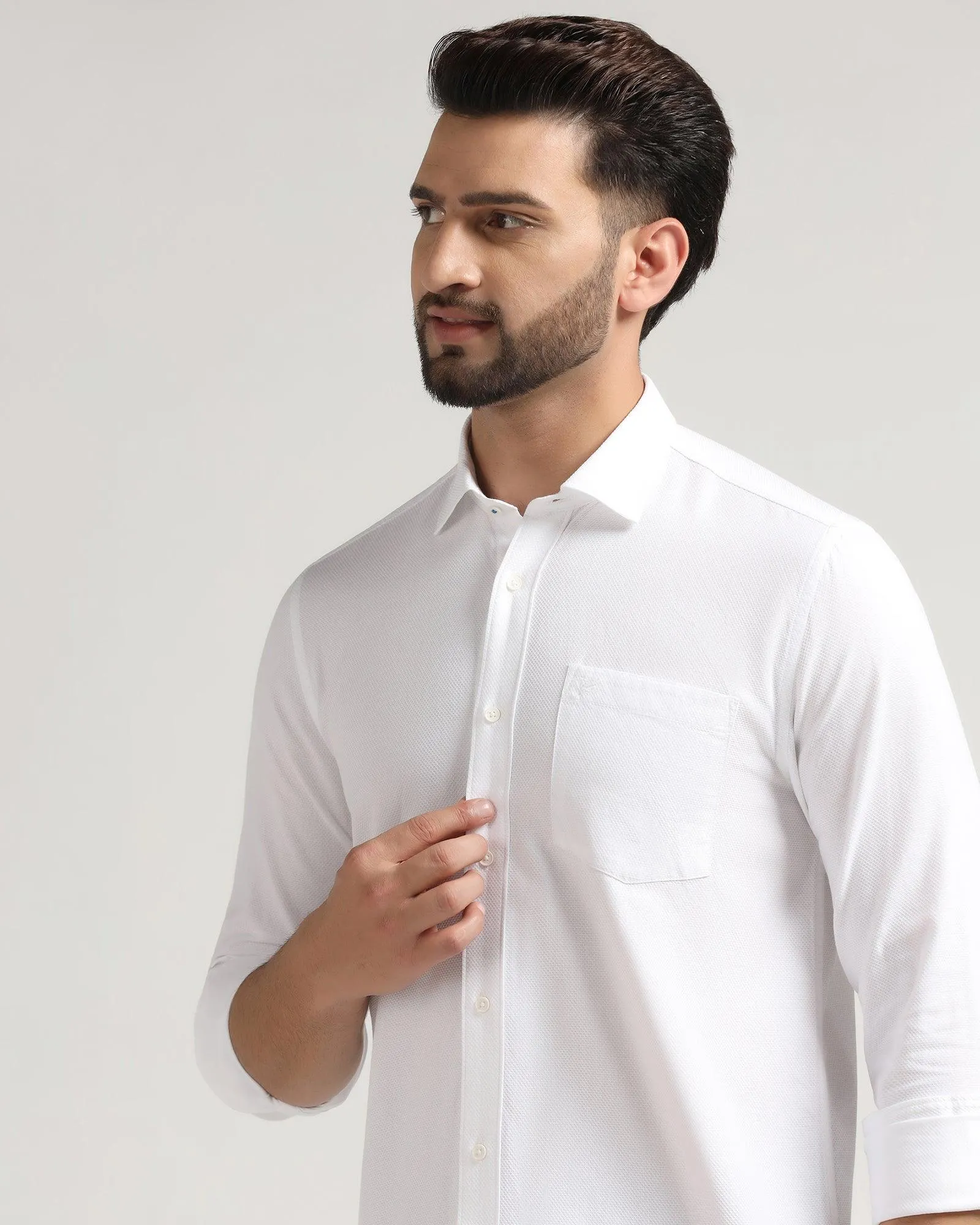 Casual White Solid Shirt - Jolt