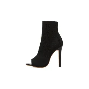 ChicKnit Exotic Cut-out High Heel Ankle Boots