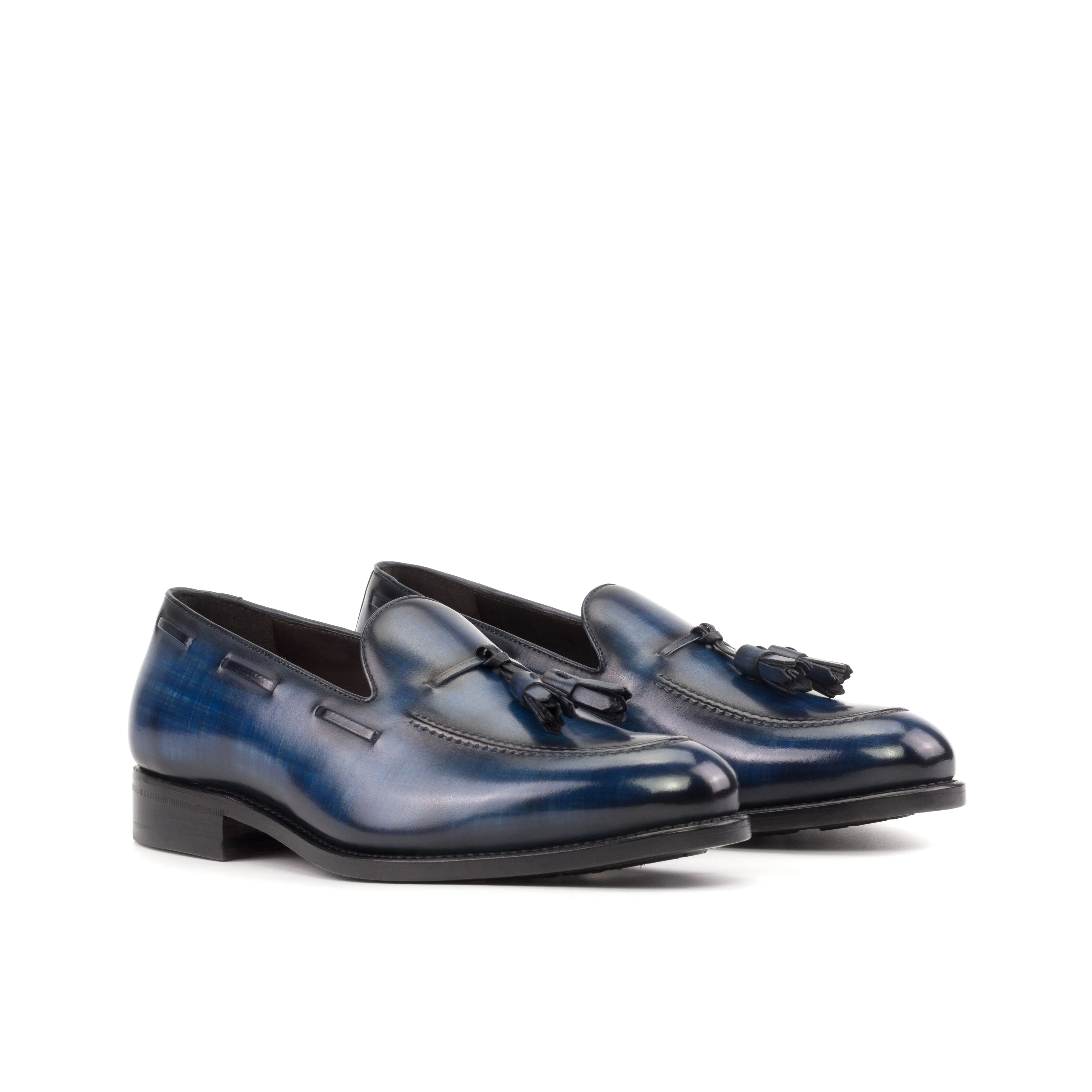 Denim Blue Patina Tassel Loafers