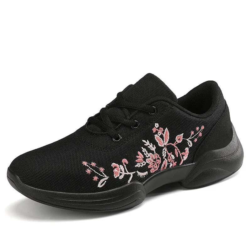 Embroidered Mesh Lace Up Sneakers