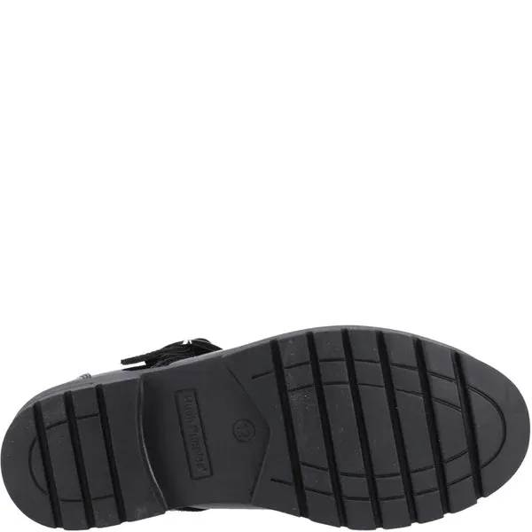 FIONA Girls Leather T-Bar Shoes Patent Black