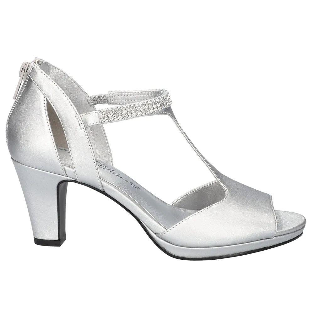 Flash Metallic Rhinestone Wedding Platform T-Strap Sandals