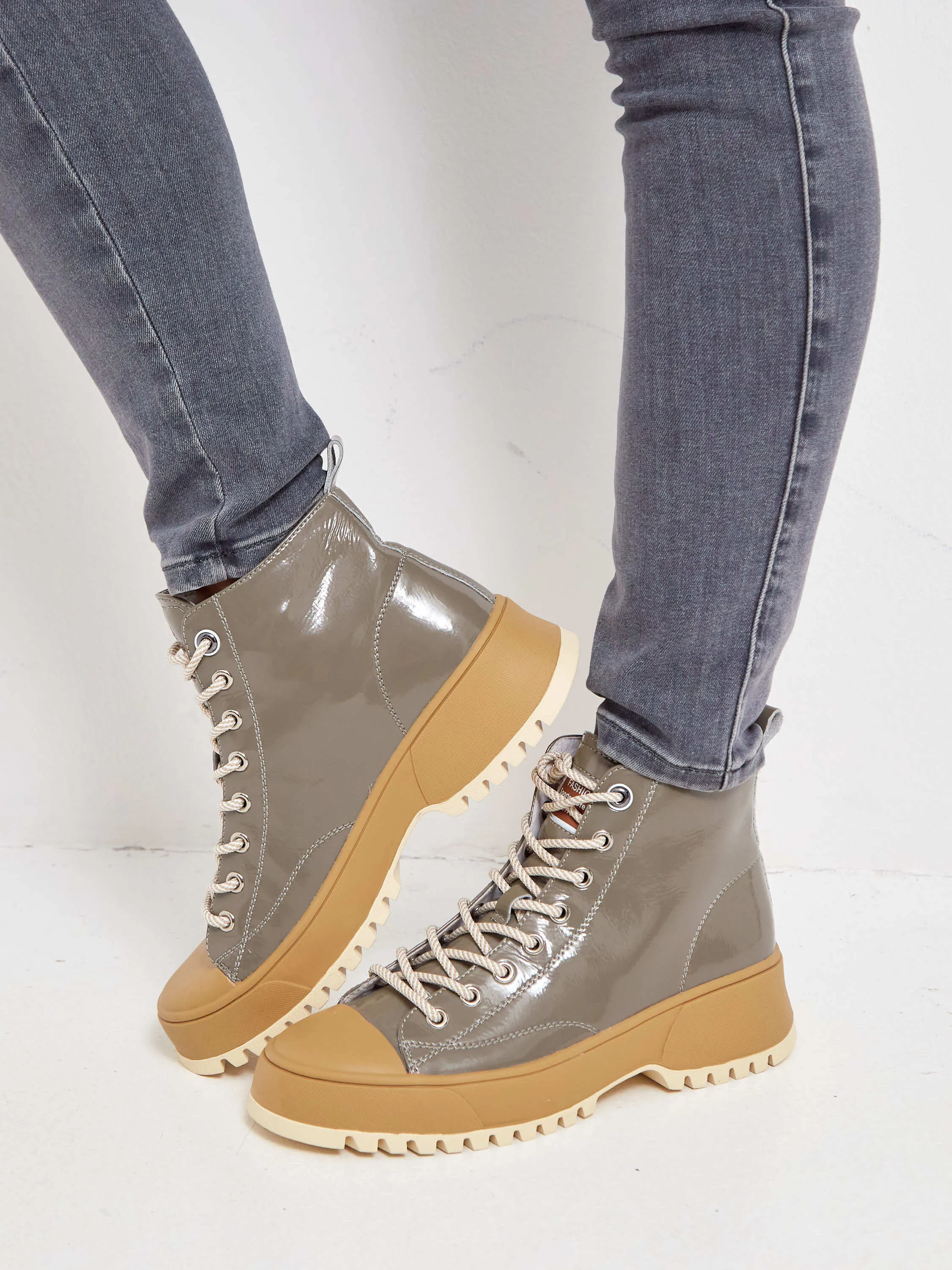 High-Top Patent Leather Boots