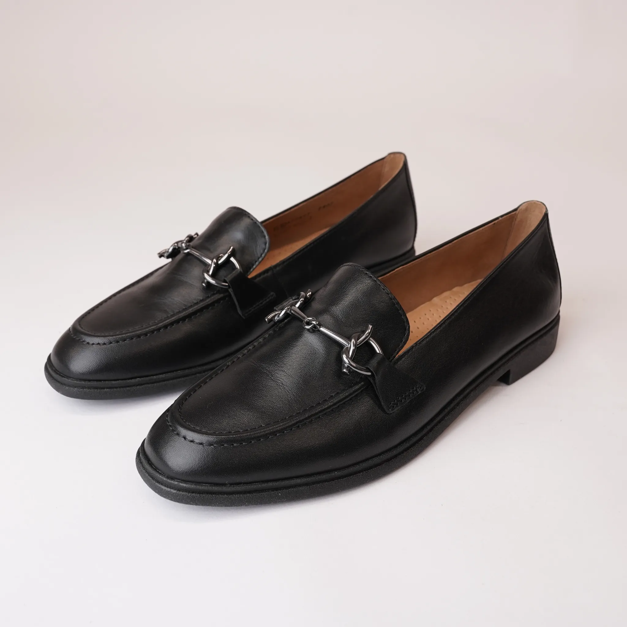 Lana Black Leather Loafers