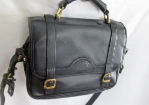 LAND COLUMBIA Leather Handbag Shoulder Bag Satchel Briefcase BLACK M OLDE ENGLISH