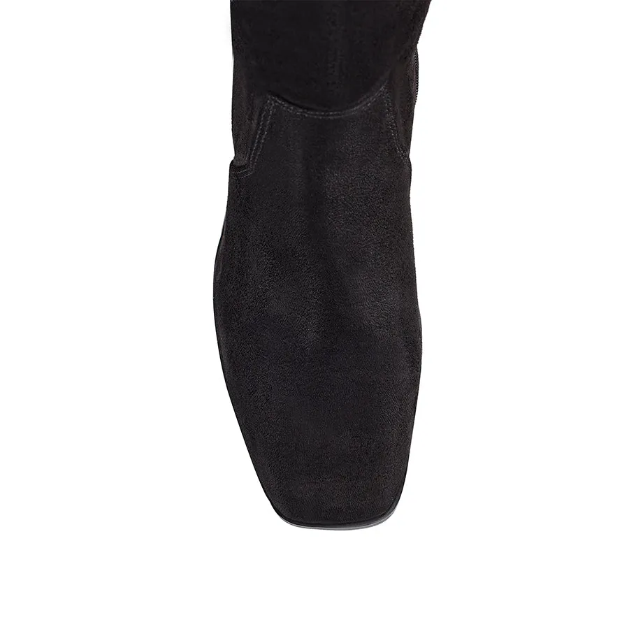 Linden Knee High Boots - Black Micro