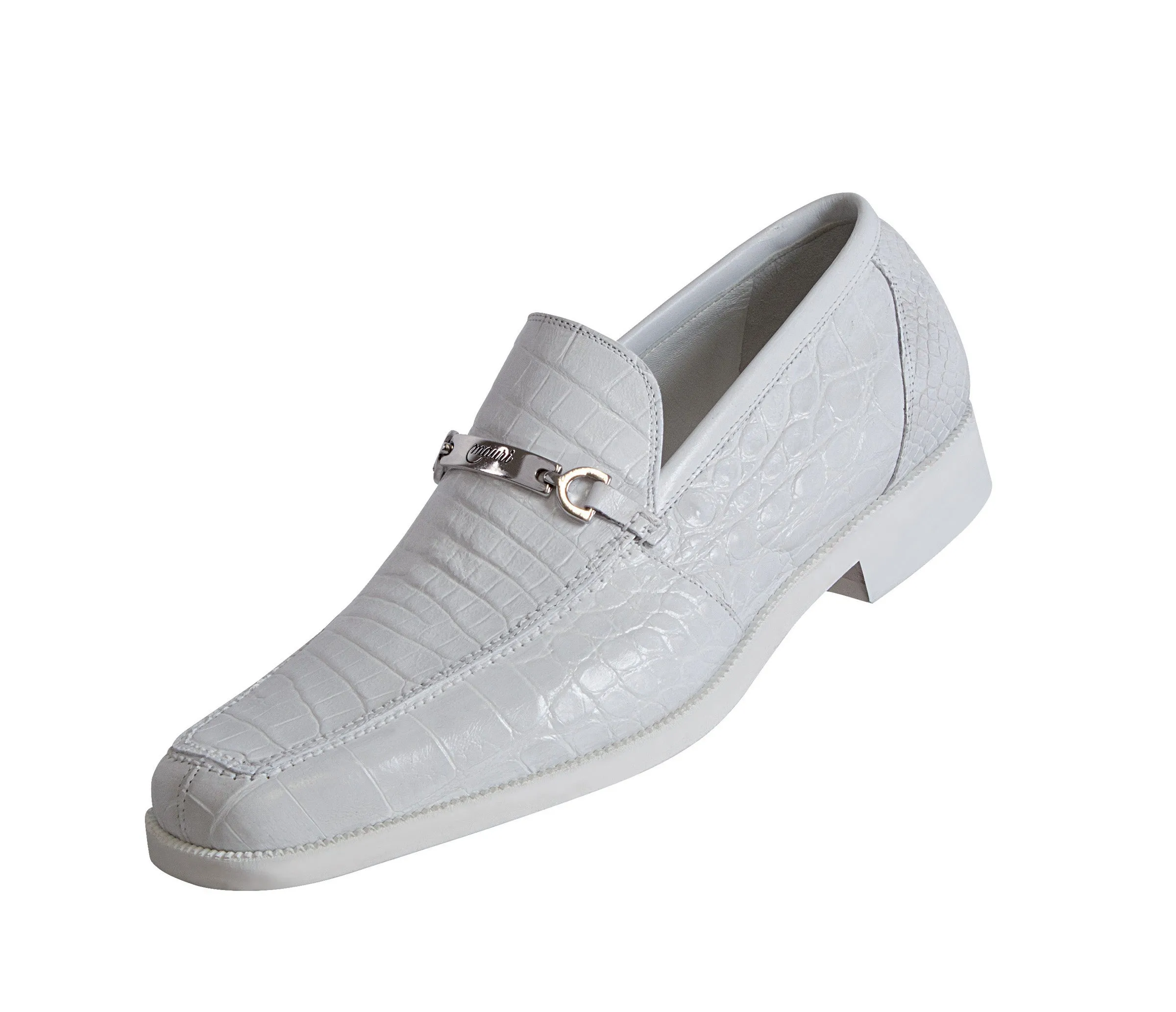 Mauri 4692 White All Over Alligator Formal Loafers