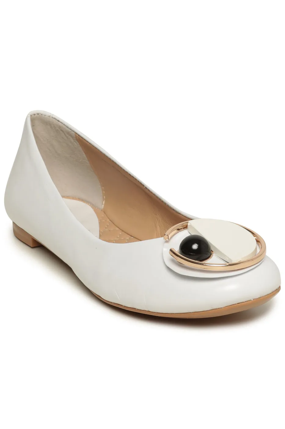 Modern Geometric Ballet Flats - White