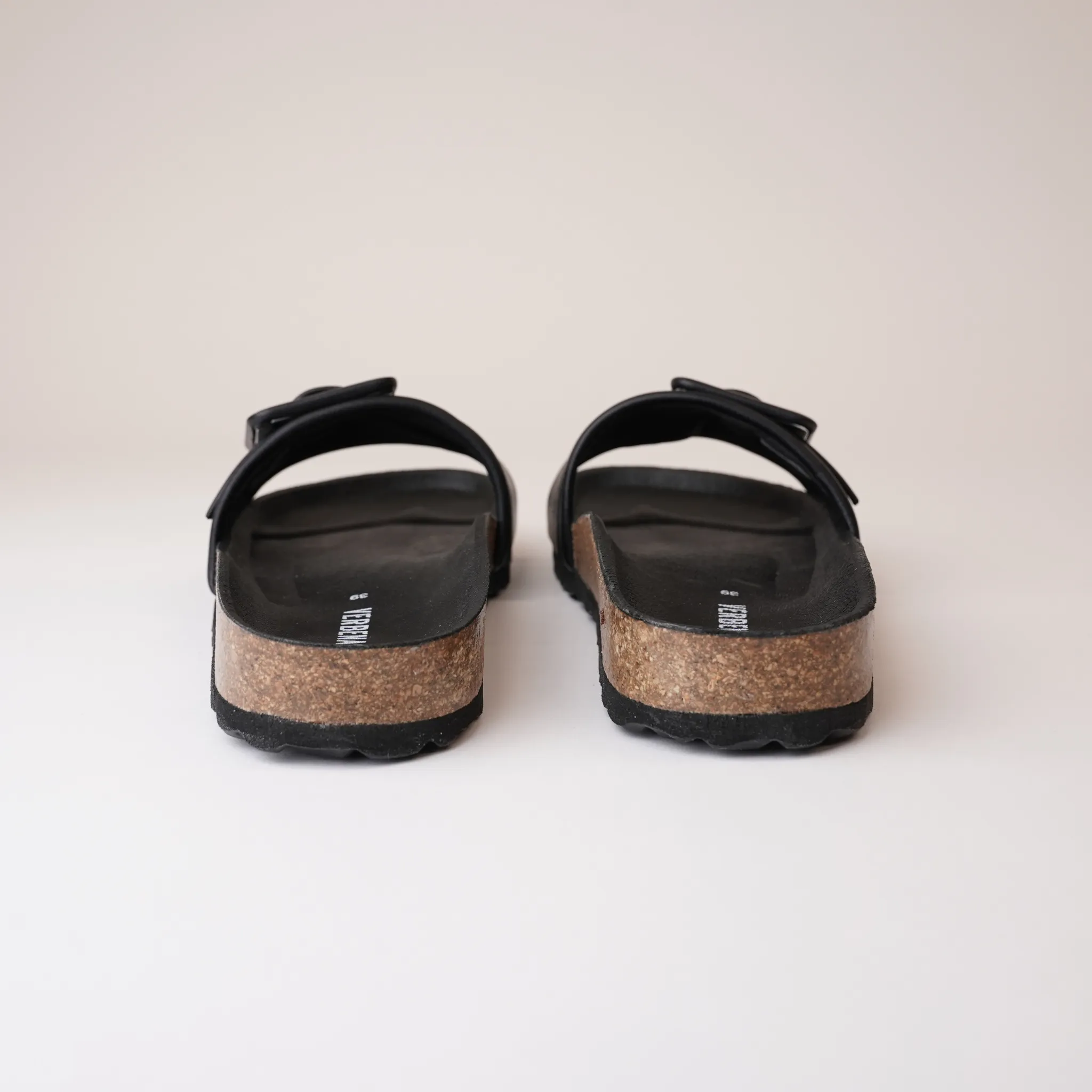 Reiko Black Leather Slides