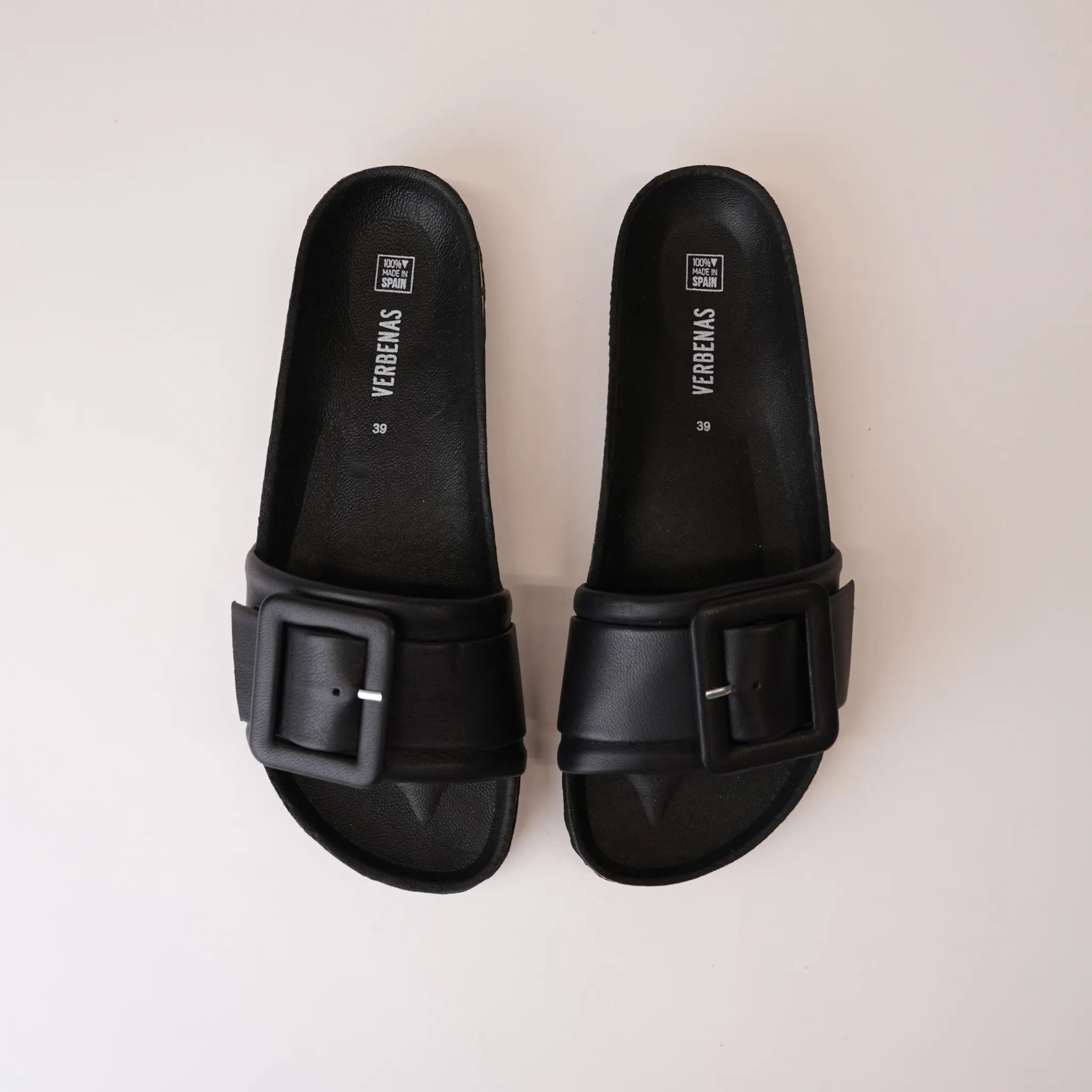 Reiko Black Leather Slides