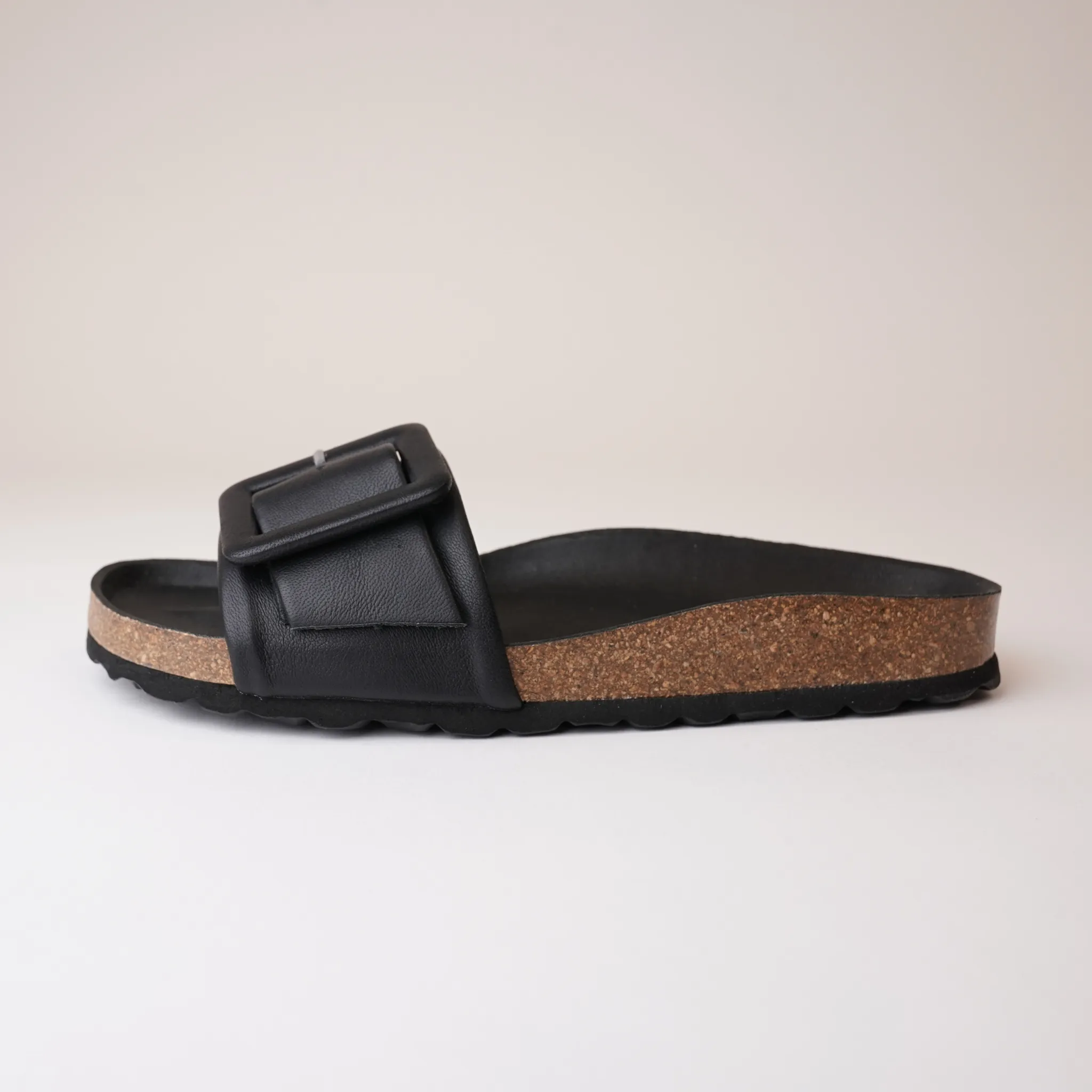 Reiko Black Leather Slides