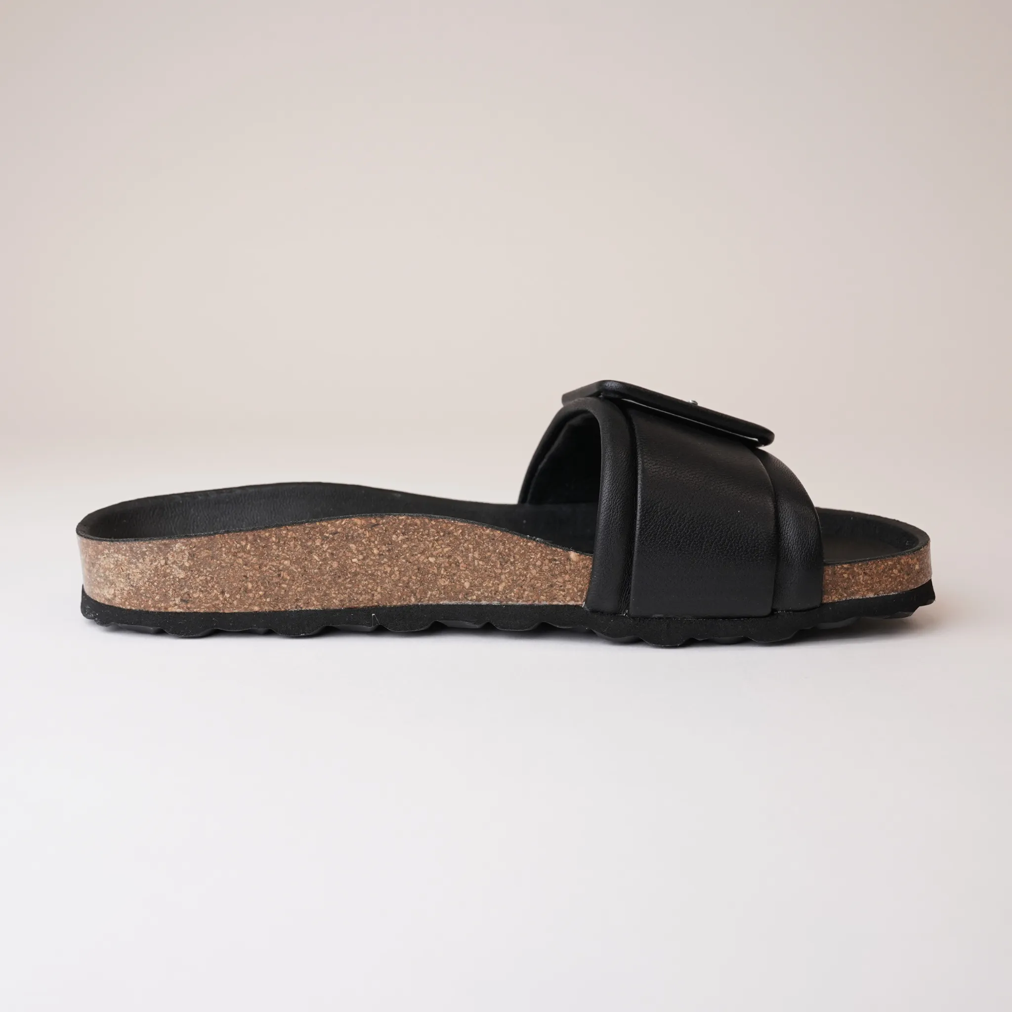 Reiko Black Leather Slides