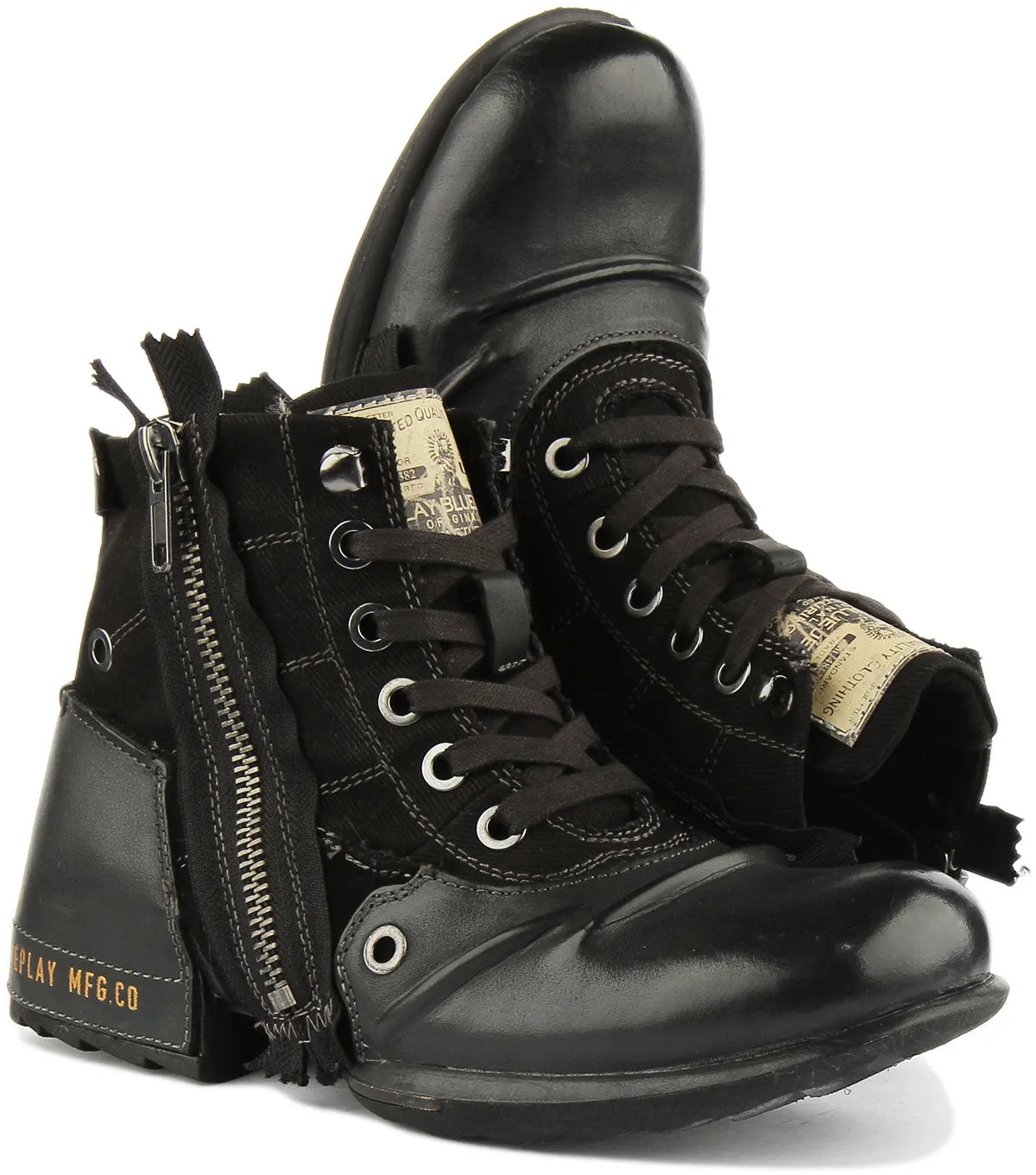 Replay Clutch Mens Biker Boot In Black