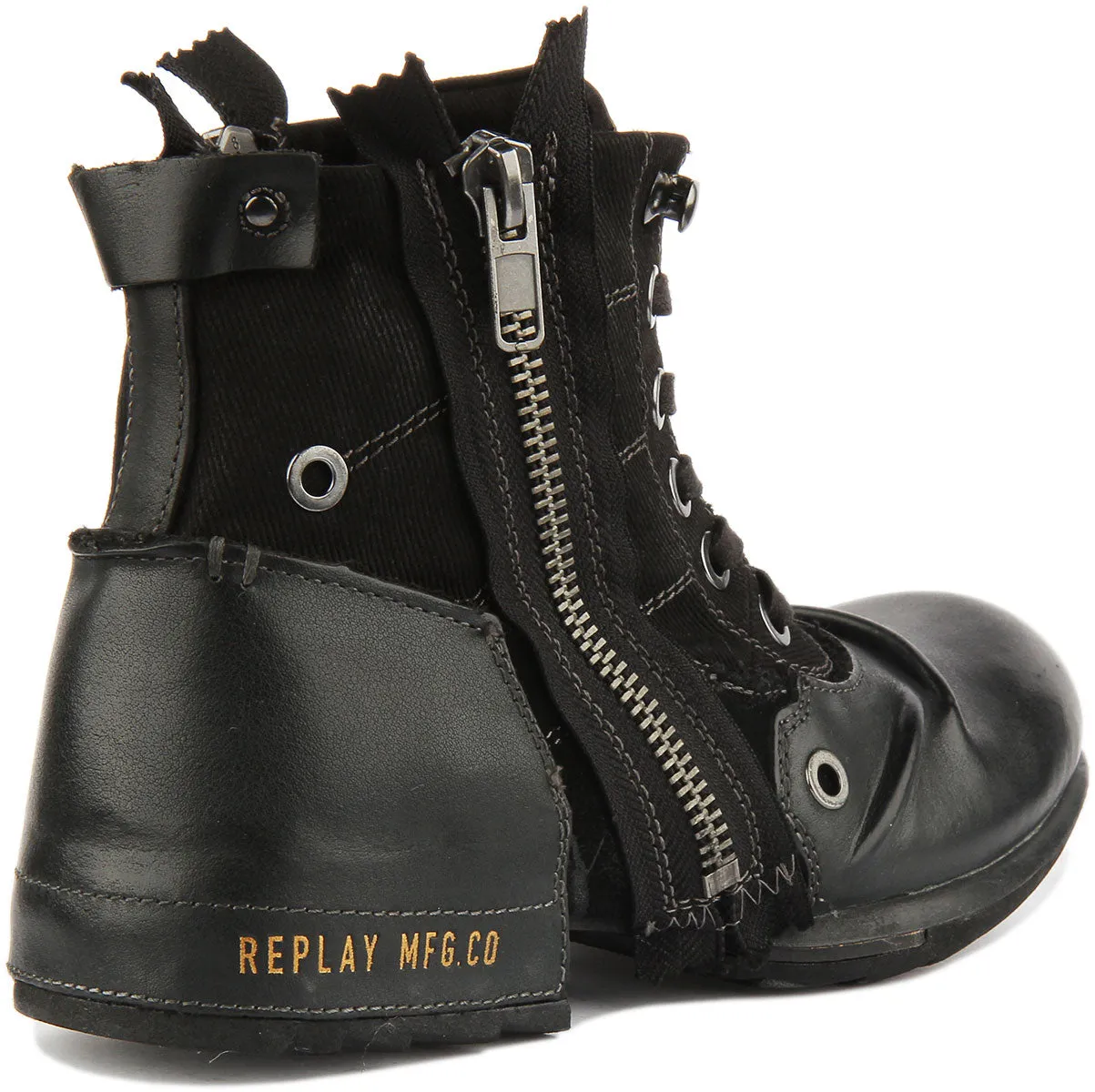 Replay Clutch Mens Biker Boot In Black