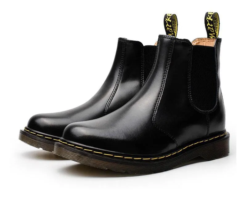 Round Tip Chelsea Winter Style Men Leather Boots