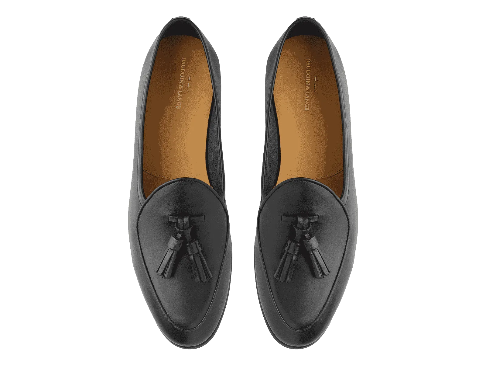 Sagan Classic Tassel Loafers in Black Drape Calf with Rubber Sole