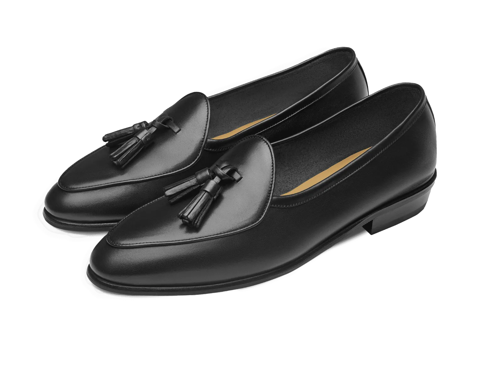 Sagan Classic Tassel Loafers in Black Drape Calf with Rubber Sole