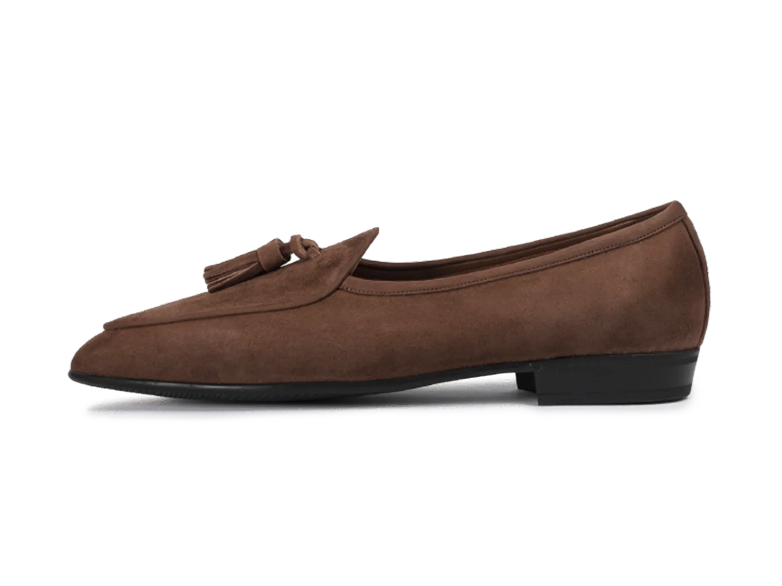 Sagan Classic Tassel Loafers in Deep Taupe Asteria Suede with Rubber Sole