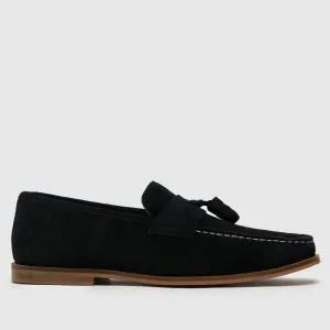 Schuh Black Suede Rich Tassel Mens Loafers