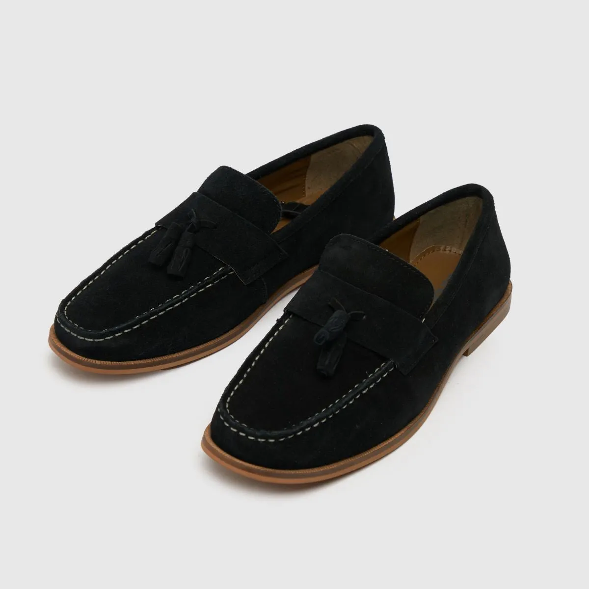 Schuh Black Suede Rich Tassel Mens Loafers