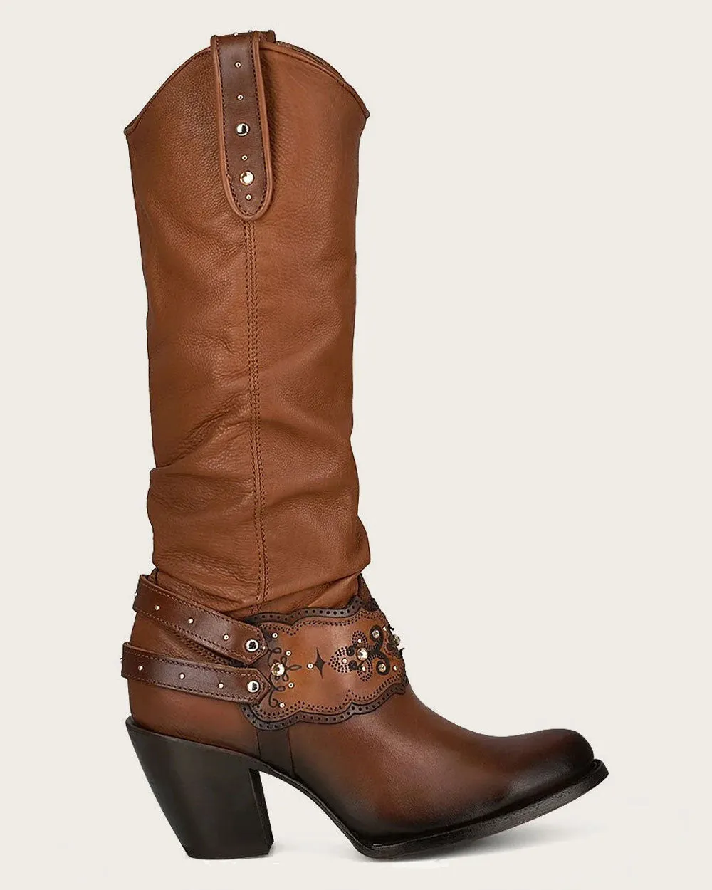 Tall honey bovine boot