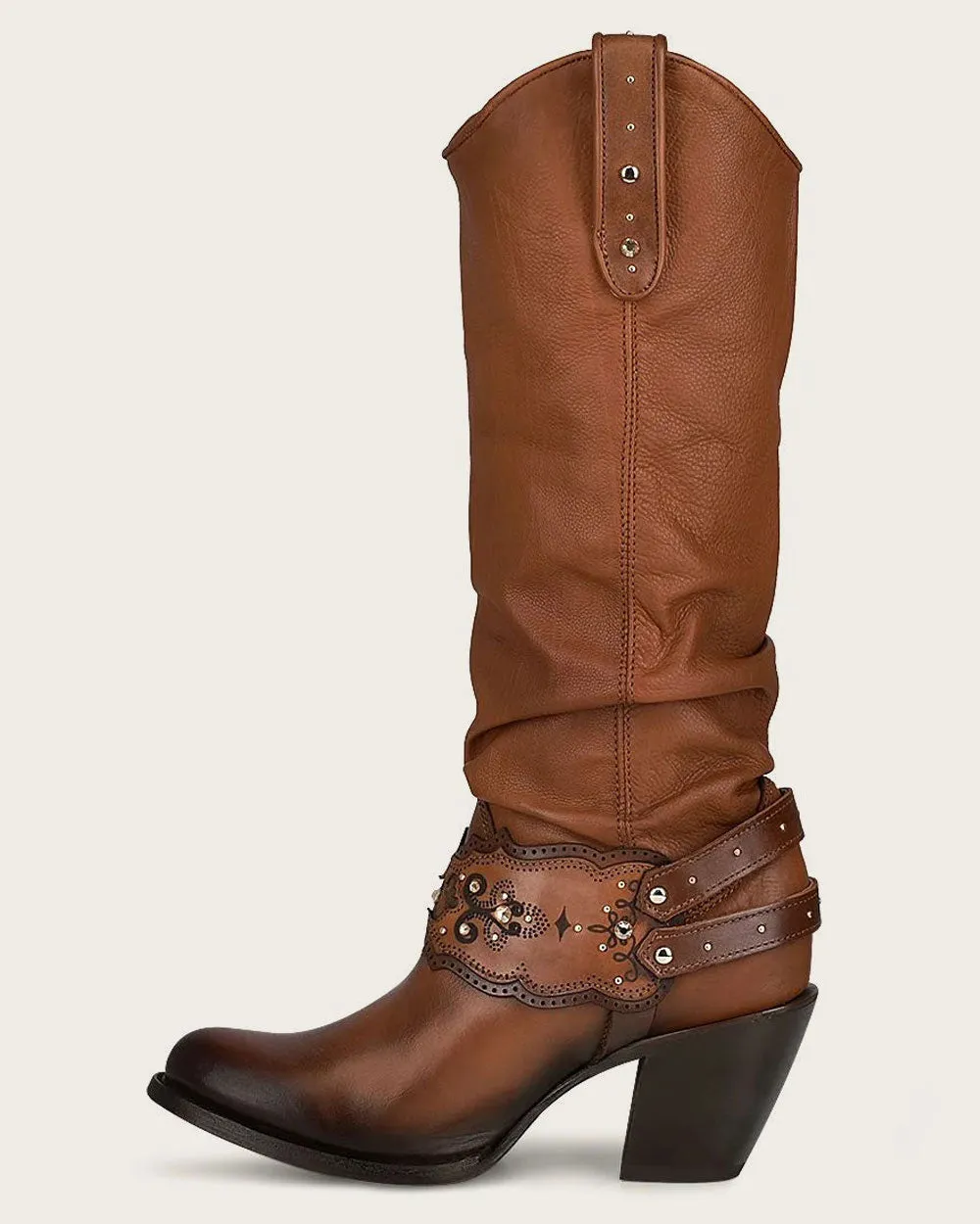 Tall honey bovine boot