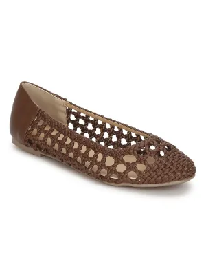 Tan Pu Weave Flats