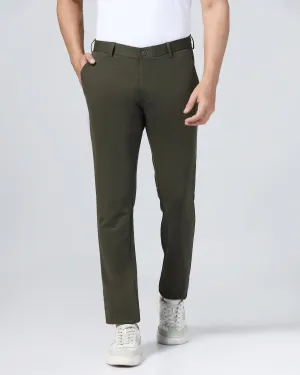 TechPro Slim Fit B-91 Casual Olive Solid Khakis - Ziea