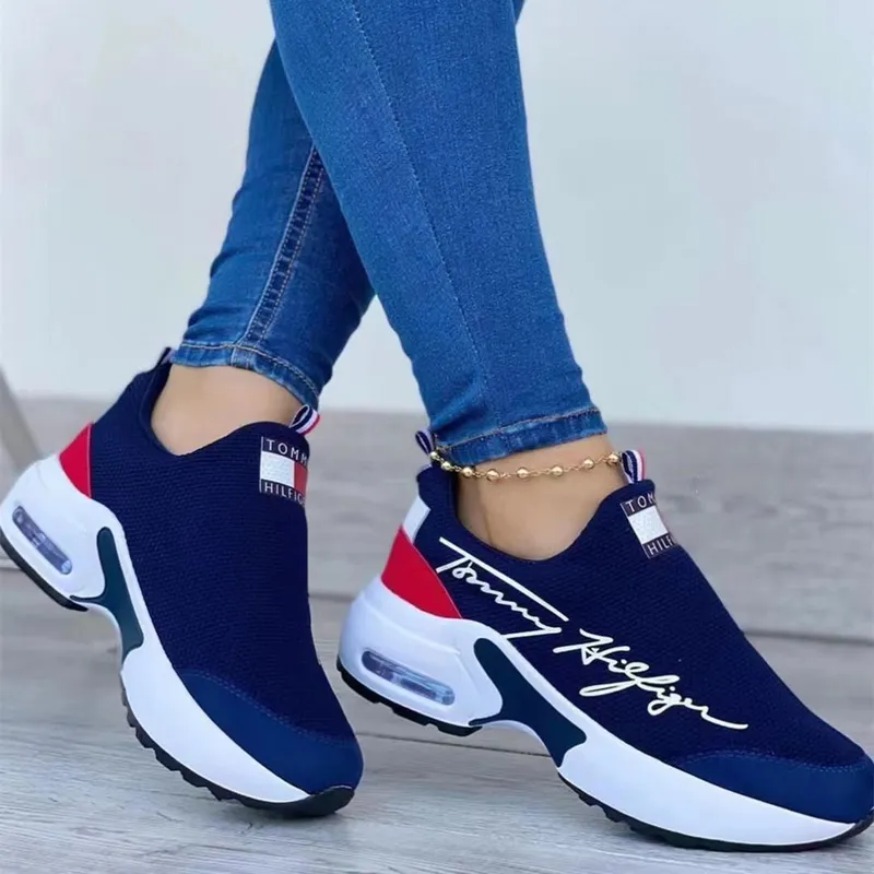 Tennis Shoes for Women 2022 Gym Sports Shoes Female Wedge Platform Sneakers Lace-up Breathable Walking Shoes Tenis Feminino