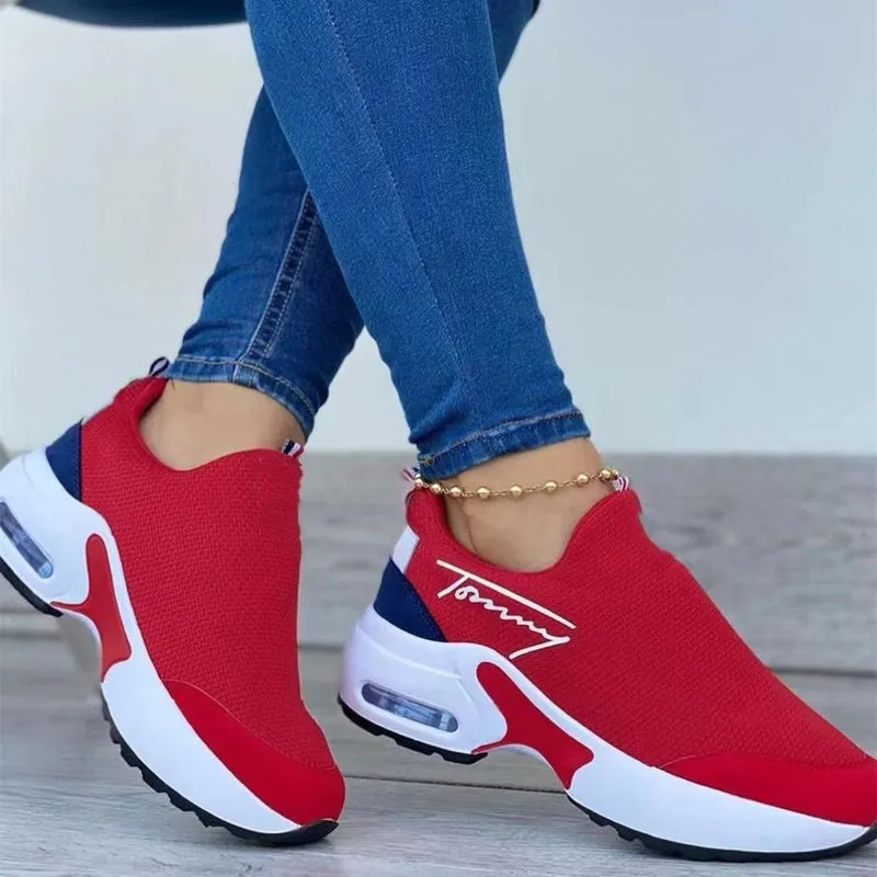 Tennis Shoes for Women 2022 Gym Sports Shoes Female Wedge Platform Sneakers Lace-up Breathable Walking Shoes Tenis Feminino