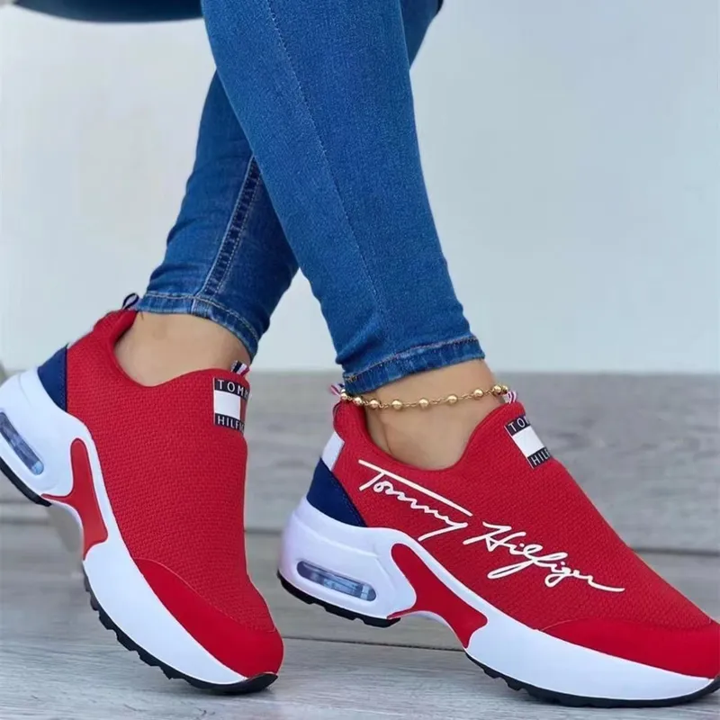 Tennis Shoes for Women 2022 Gym Sports Shoes Female Wedge Platform Sneakers Lace-up Breathable Walking Shoes Tenis Feminino