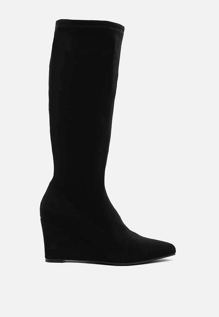 Tulsha Microfiber Wedge Heel Boots