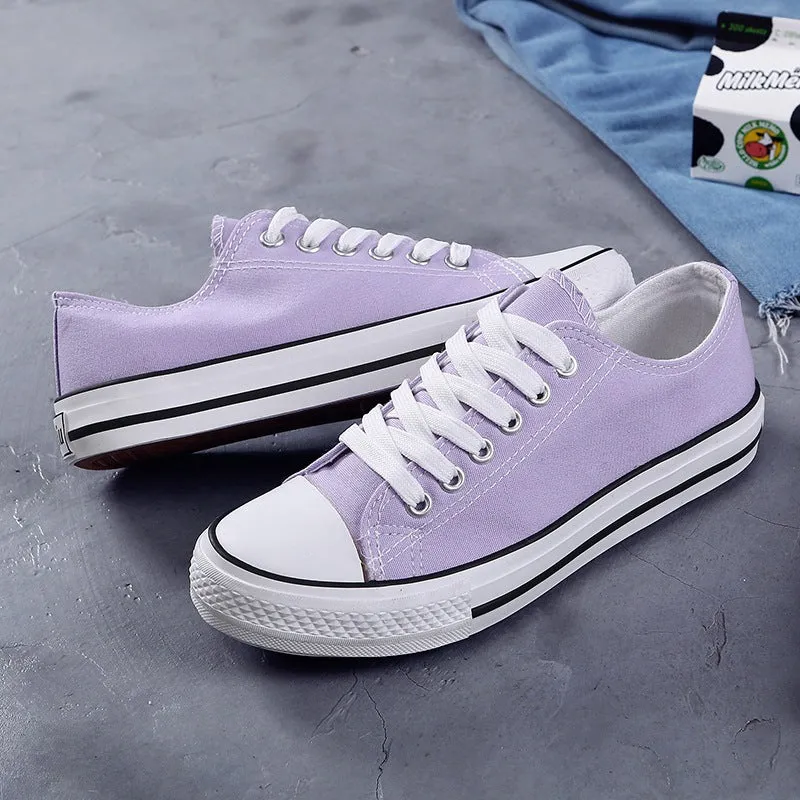 Women's Korean Evergreen Colored Flat Schoolgirl Candy Canvas Shoes