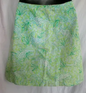 Womens LILLY PULITZER Cotton Mini SKIRT ALLIGATOR CROC GREEN 4 Shell Preppie