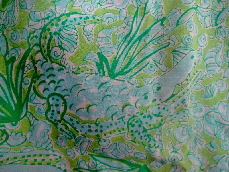 Womens LILLY PULITZER Cotton Mini SKIRT ALLIGATOR CROC GREEN 4 Shell Preppie