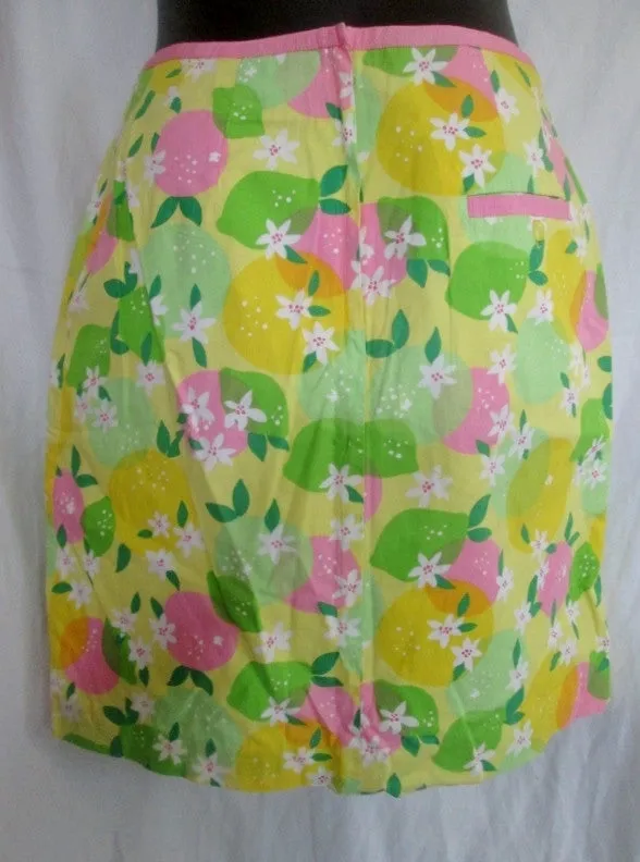 Womens LILLY PULITZER Cotton Mini SKIRT YELLOW LIME GREEN 4 Floral Preppie