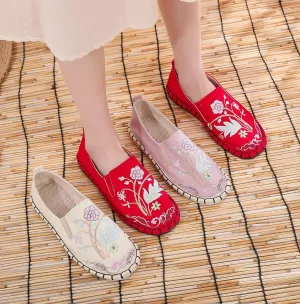 Women's Strong Cloth Soles Ethnic Style Breathable Soft Bottom Canvas Shoes