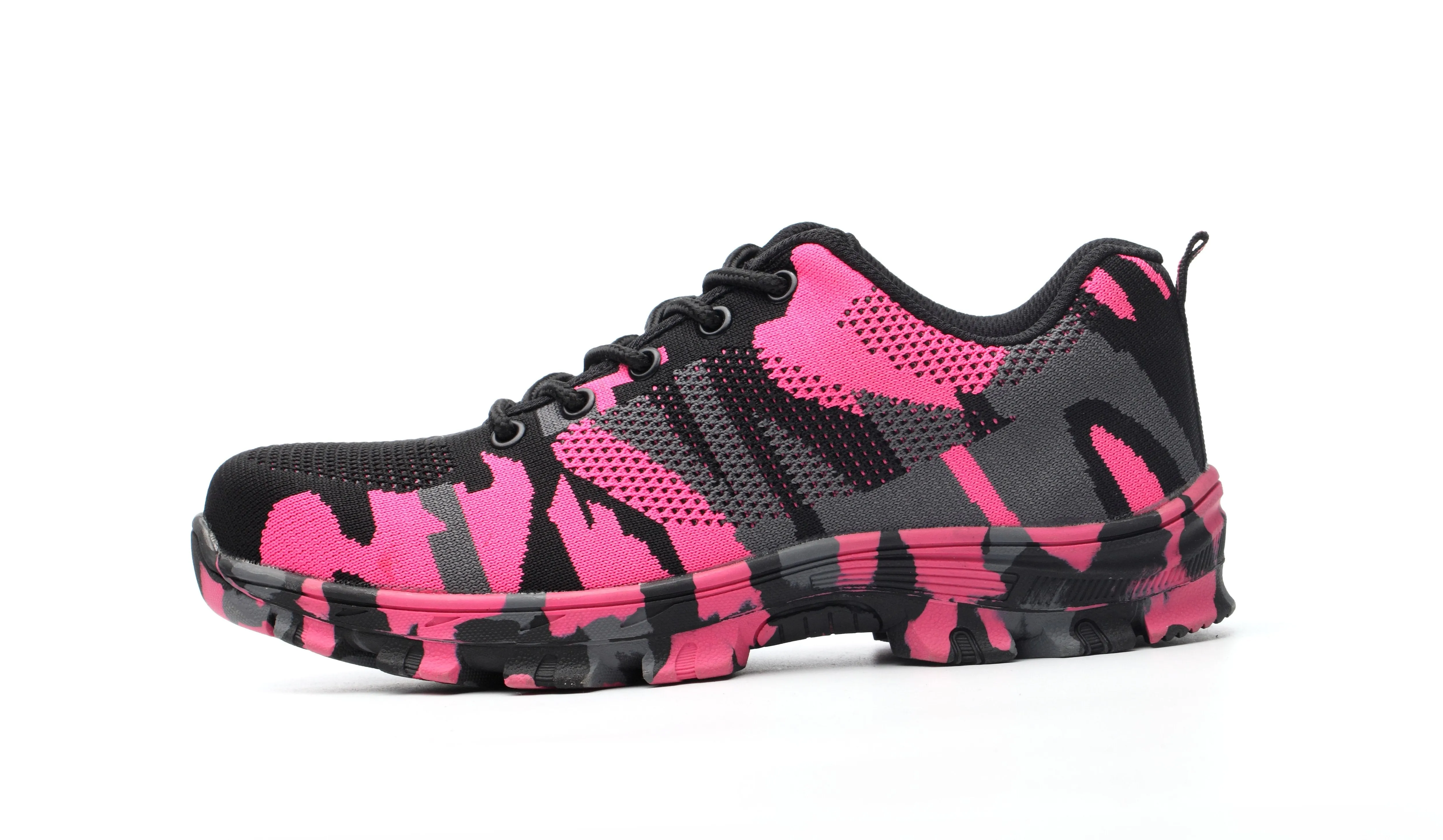 YSK 526: Camo Steel Toe Fashion Shoes (Pink)